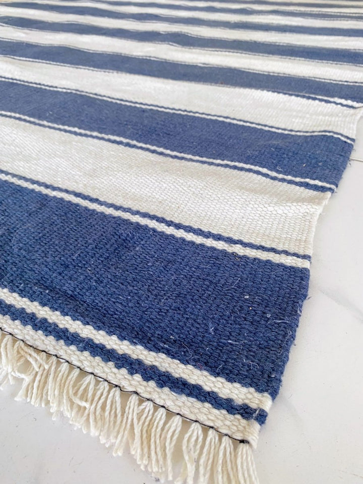 Blue Stripe Rug - Size: 7.5 x 5 - Imam Carpets Online Store