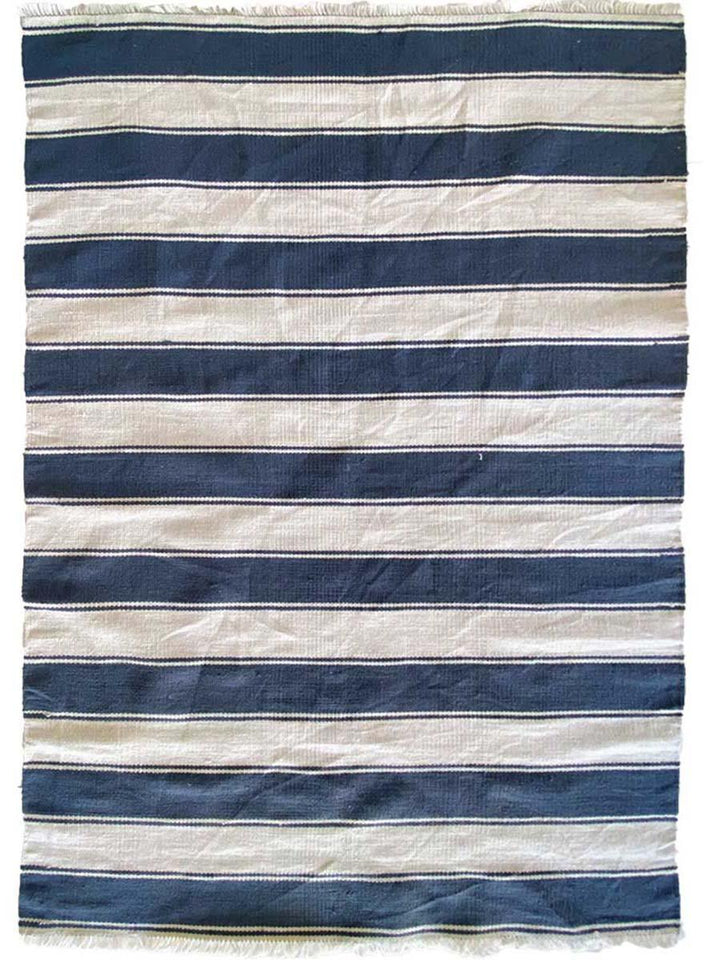 Blue Stripe Rug - Size: 7.5 x 5 - Imam Carpet Co