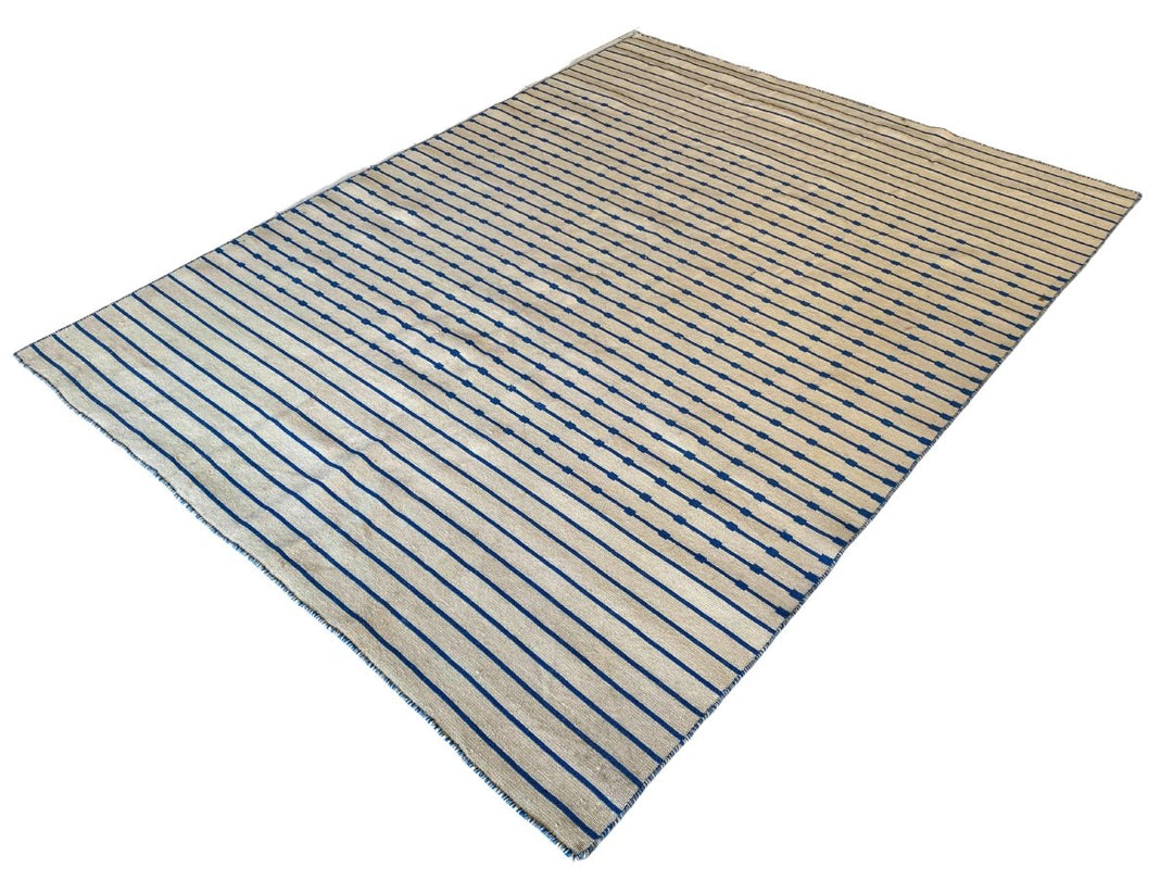 Blue Stripes Dhurrie - Size: 7.8 x 5.10 - Imam Carpet Co. Home