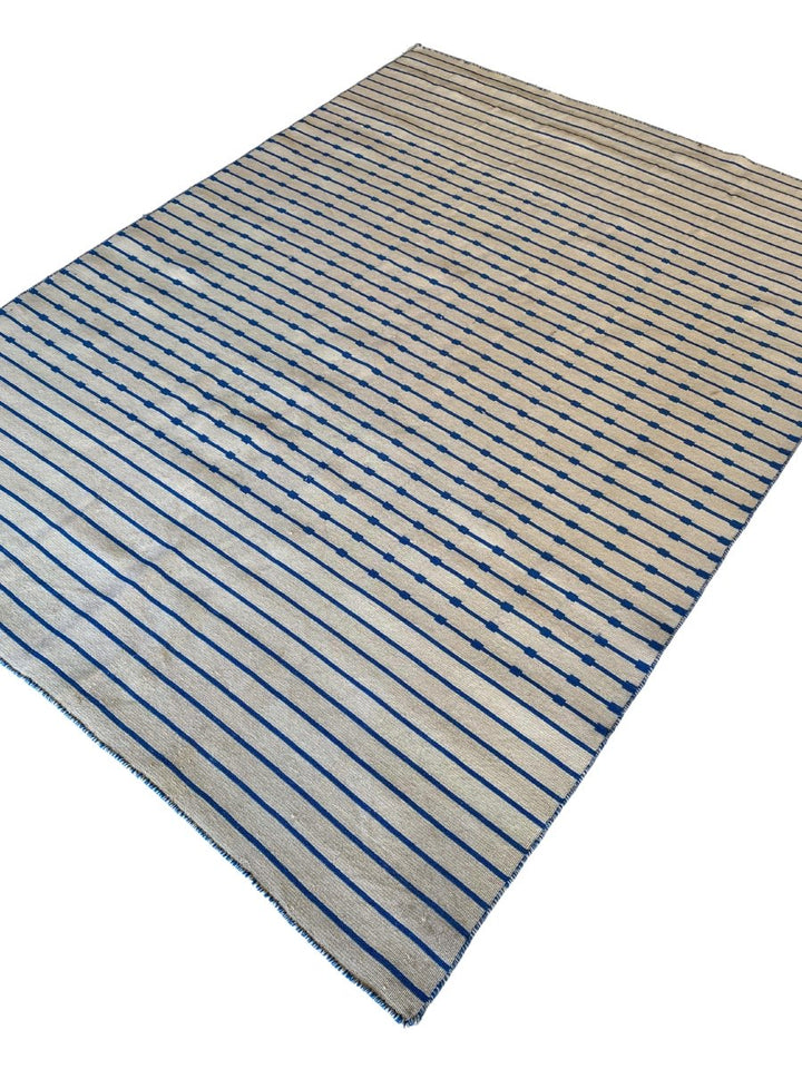 Blue Stripes Dhurrie - Size: 7.8 x 5.10 - Imam Carpet Co. Home