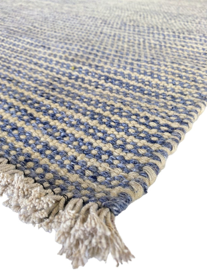 Blue stripes rug - size: 7 x 5.4 - Imam Carpet Co. Home