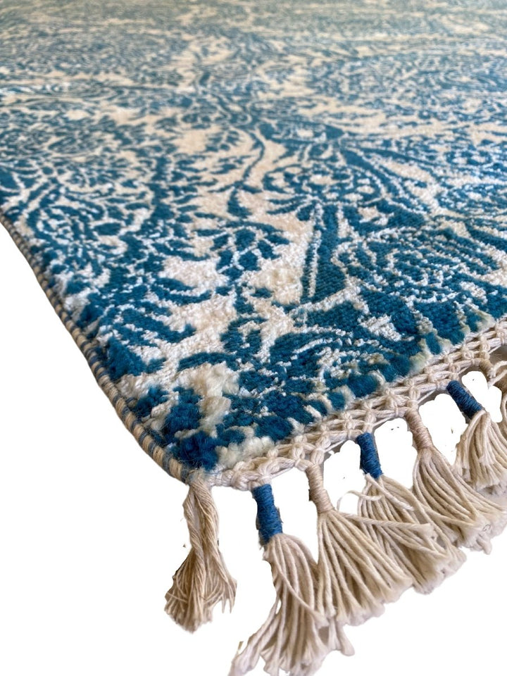 Blue Wrought Trellis Silk Rug - Size: 9.3 x 6.1 - Imam Carpets - Online Shop