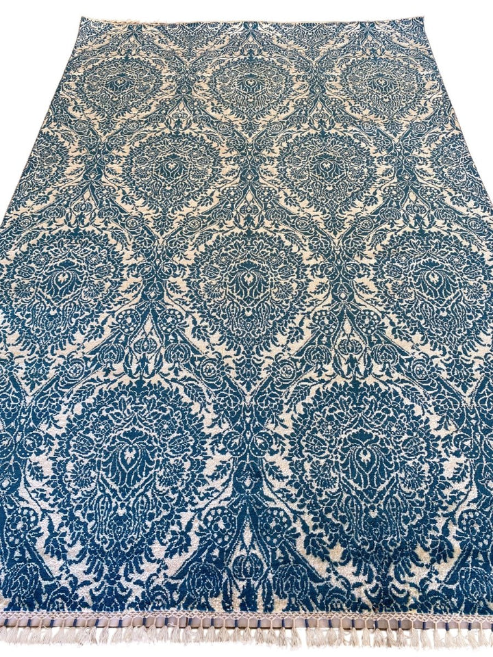 Blue Wrought Trellis Silk Rug - Size: 9.3 x 6.1 - Imam Carpets - Online Shop