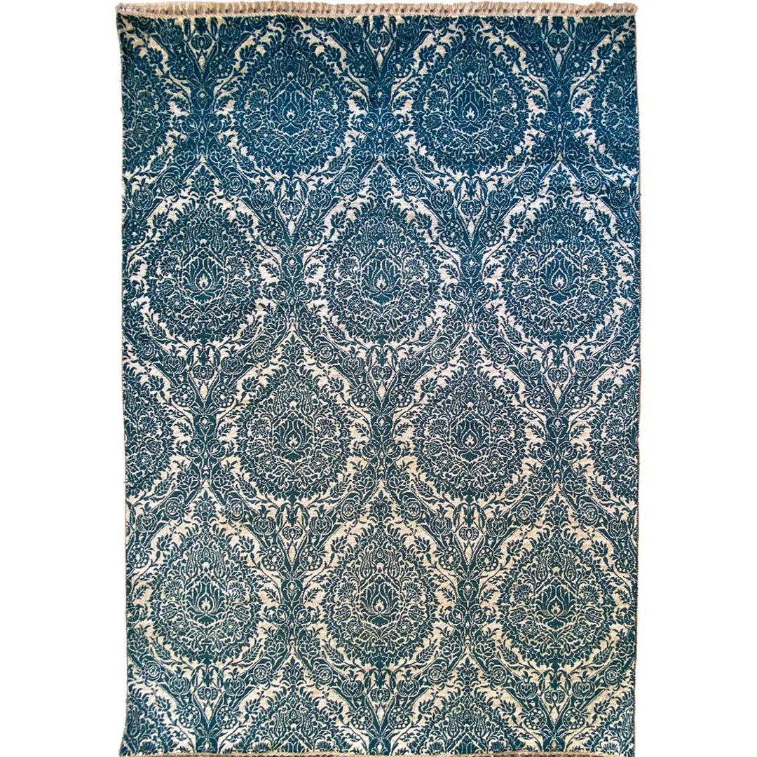 Blue Wrought Trellis Silk Rug - Size: 9.3 x 6.1 - Imam Carpets - Online Shop