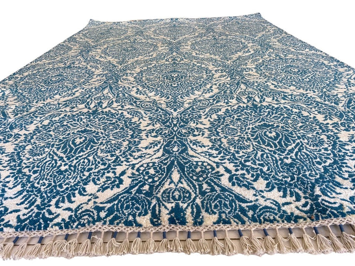 Blue Wrought Trellis Silk Rug - Size: 9.3 x 6.1 - Imam Carpets - Online Shop