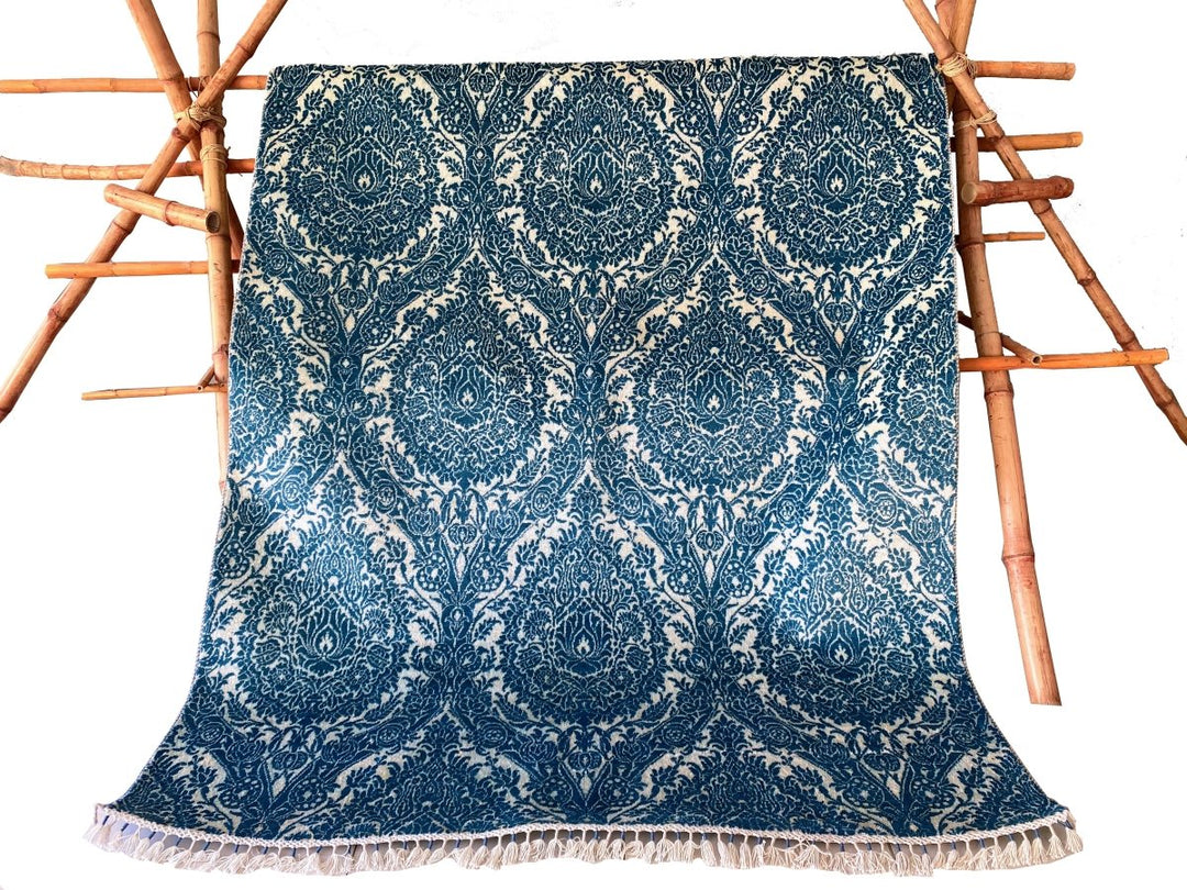 Blue Wrought Trellis Silk Rug - Size: 9.3 x 6.1 - Imam Carpets - Online Shop