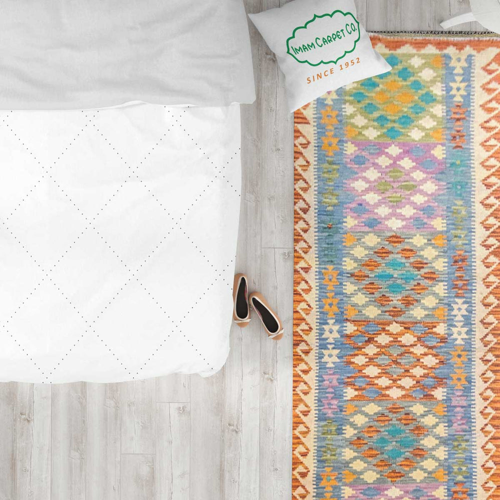 Colorful Bohemian Kilim - Size: 10.1 x 2.8 (Runner) - Imam Carpets - Online Shop