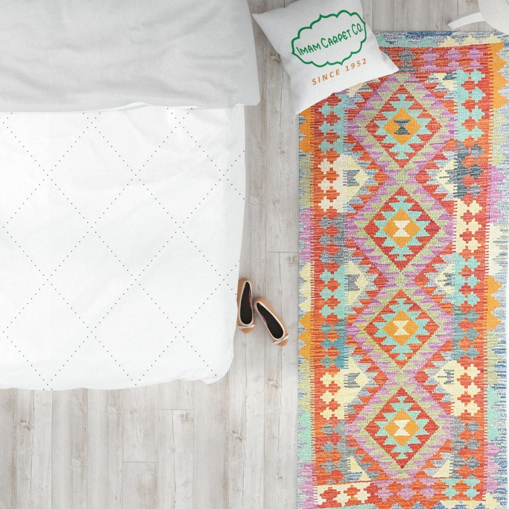 Colorful Bohemian Kilim - Size: 6.3 x 2.4 (Runner) - Imam Carpets - Online Shop