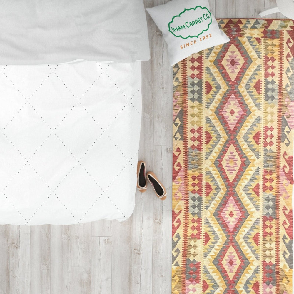 Colorful Bohemian Kilim - Size: 9.10 x 3.5 (Runner) - Imam Carpets - Online Shop