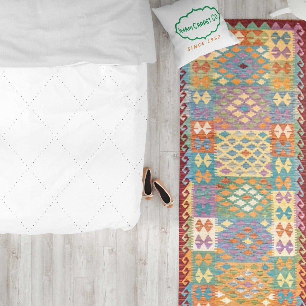 Colorful Bohemian Kilim - Size: 9.3 x 2.7 (Runner) - Imam Carpets - Online Shop
