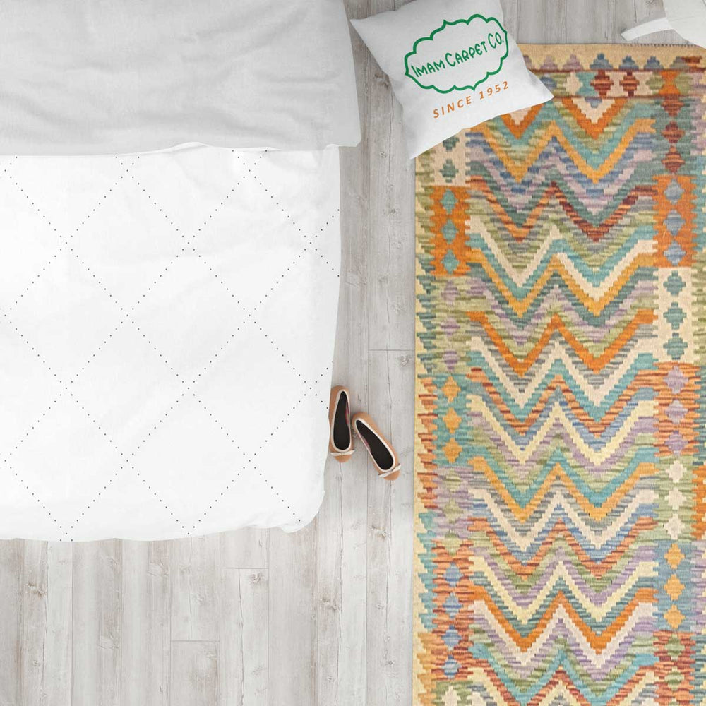 Colorful Bohemian Kilim - Size: 9.6 x 2.8 (Runner) - Imam Carpets - Online Shop