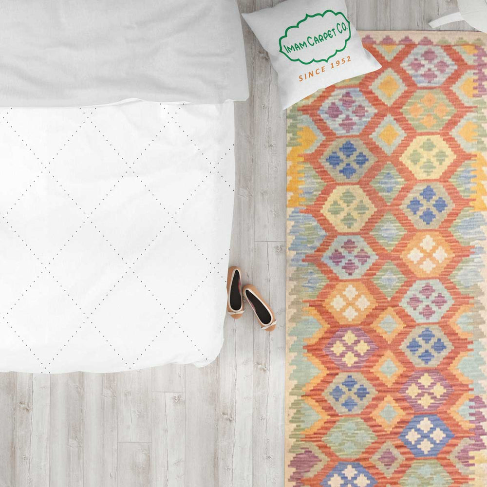 Colorful Bohemian Kilim - Size: 9.9 x 2.8 (Runner) - Imam Carpets - Online Shop