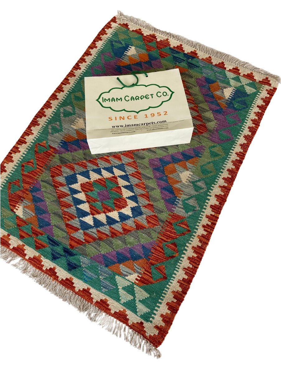 Colourful Afghani Chobi Kilim - Size: 3.11 x 2.11 - Imam Carpet Co. Home