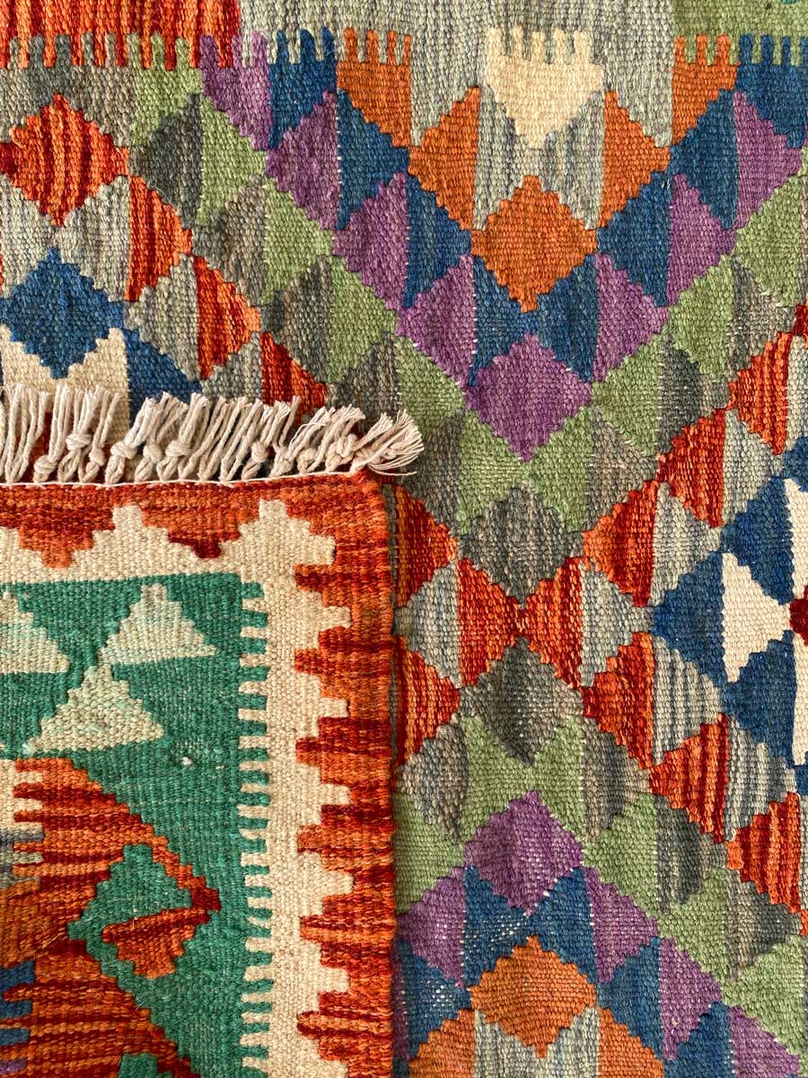 Colourful Afghani Chobi Kilim - Size: 3.11 x 2.11 - Imam Carpet Co. Home