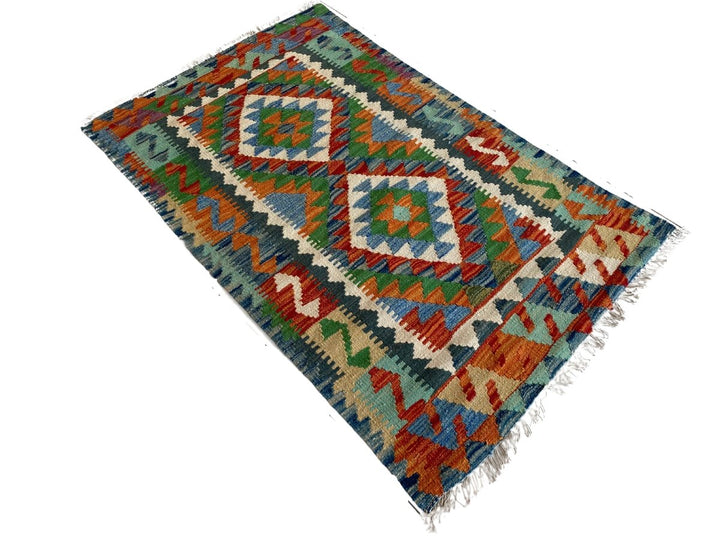 Colourful Afghani Chobi Kilim - Size: 4.10 x 3.2 - Imam Carpet Co. Home