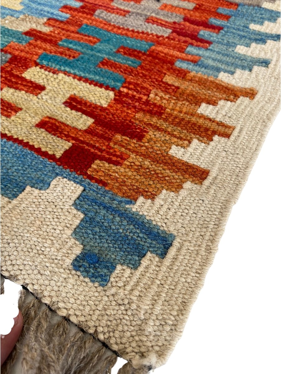 Colourful Afghani Chobi Kilim - Size: 4.10 x 3.4 - Imam Carpet Co. Home