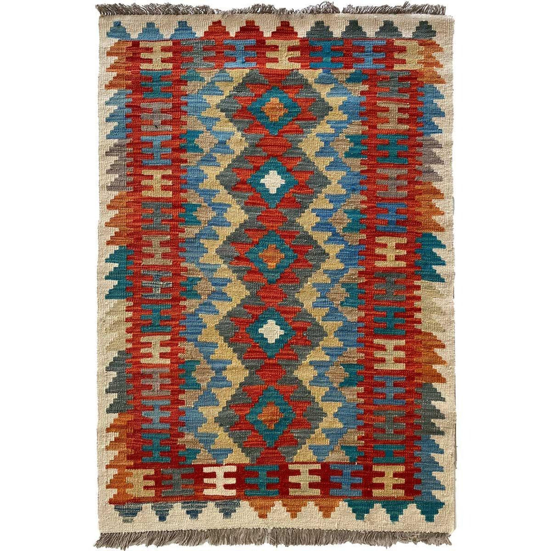 Colourful Afghani Chobi Kilim - Size: 4.10 x 3.4 - Imam Carpet Co. Home