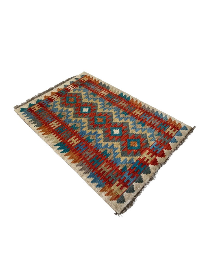 Colourful Afghani Chobi Kilim - Size: 4.10 x 3.4 - Imam Carpet Co. Home