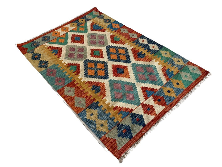 Colourful Afghani Chobi Kilim - Size: 4.10 x 3.5 - Imam Carpet Co. Home