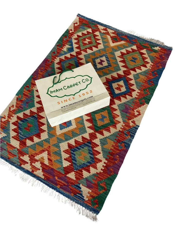 Colourful Afghani Chobi Kilim - Size: 4.2 x 2.9 - Imam Carpet Co. Home