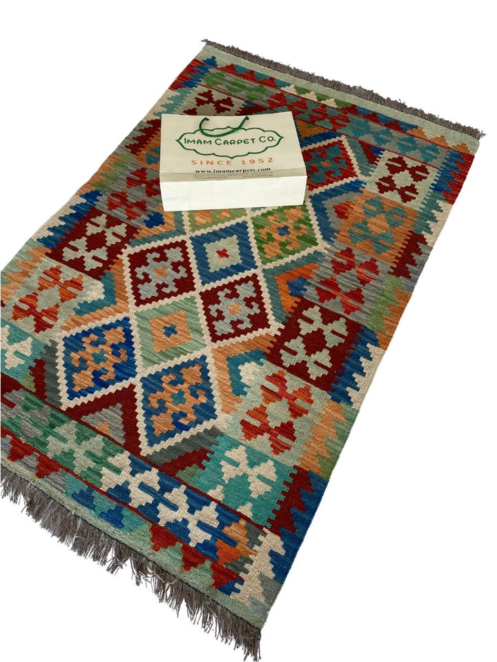 Colourful Afghani Chobi Kilim - Size: 5 x 3.4 - Imam Carpet Co. Home