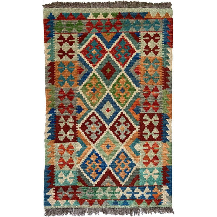 Colourful Afghani Chobi Kilim - Size: 5 x 3.4 - Imam Carpet Co. Home