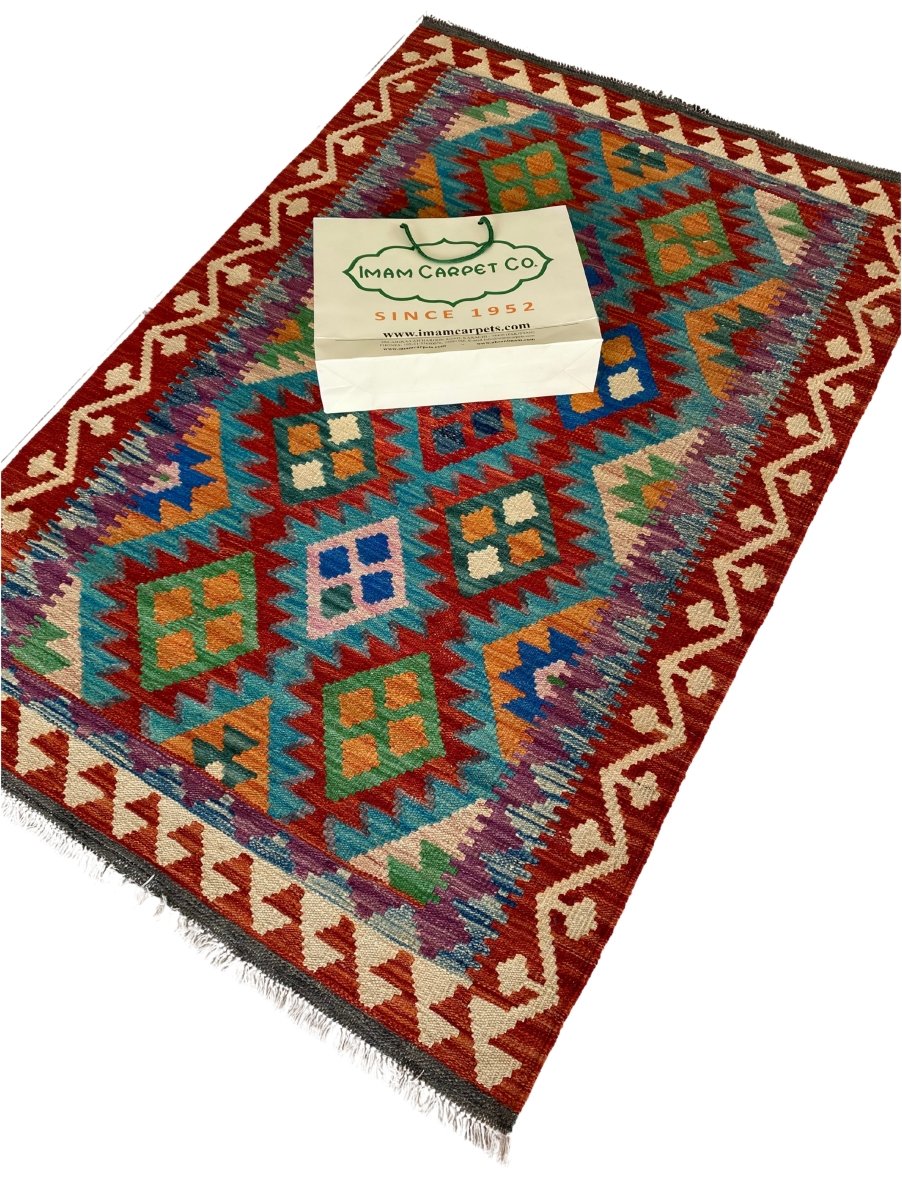 Colourful Afghani Chobi Kilim - Size: 5.3 x 3.5 - Imam Carpet Co. Home