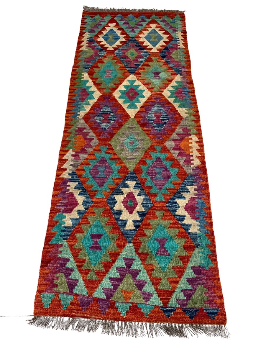 Colourful Afghani Chobi Kilim - Size: 6.6 x 2.6 (Runner) - Imam Carpet Co. Home