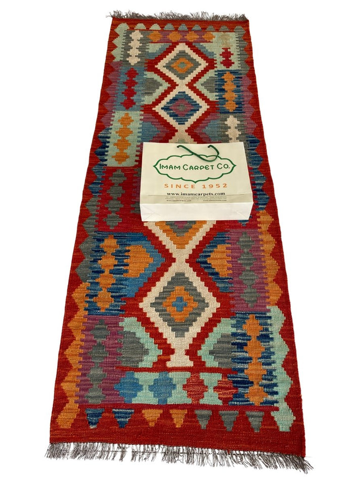 Colourful Afghani Chobi Kilim - Size: 6.7 x 2.6 (Runner) - Imam Carpet Co. Home