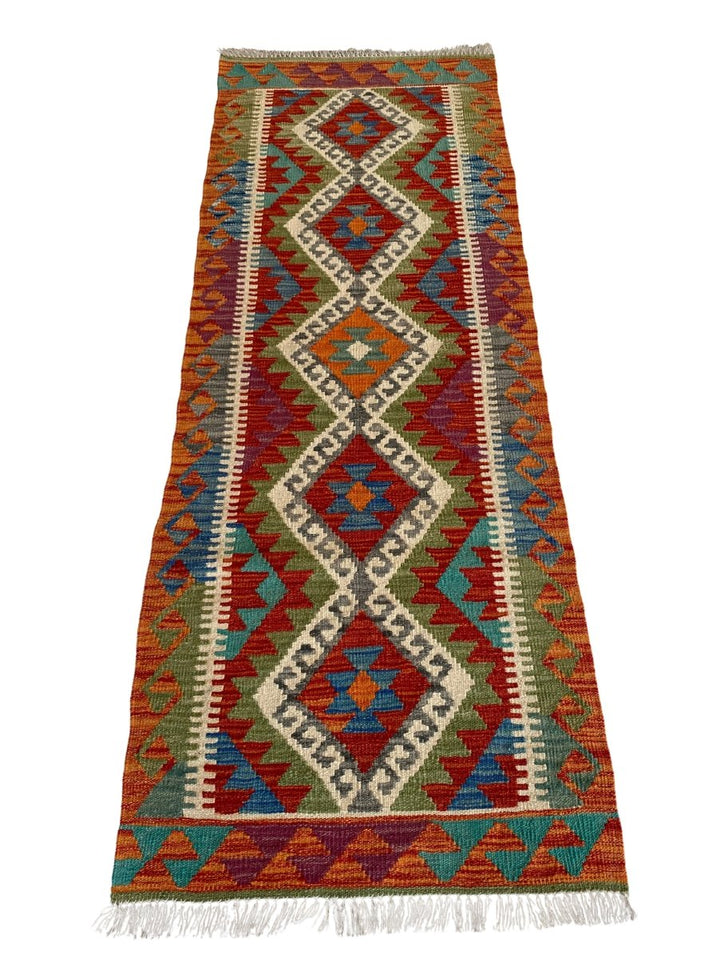 Colourful Afghani Chobi Kilim - Size: 6.7 x 2.6 (Runner) - Imam Carpet Co. Home