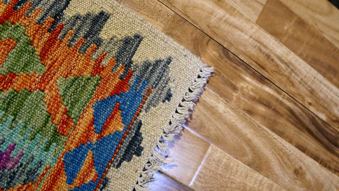 Colourful Bohemian Kilim - Size: 3.11 x 2.10 - Imam Carpets - Online Shop