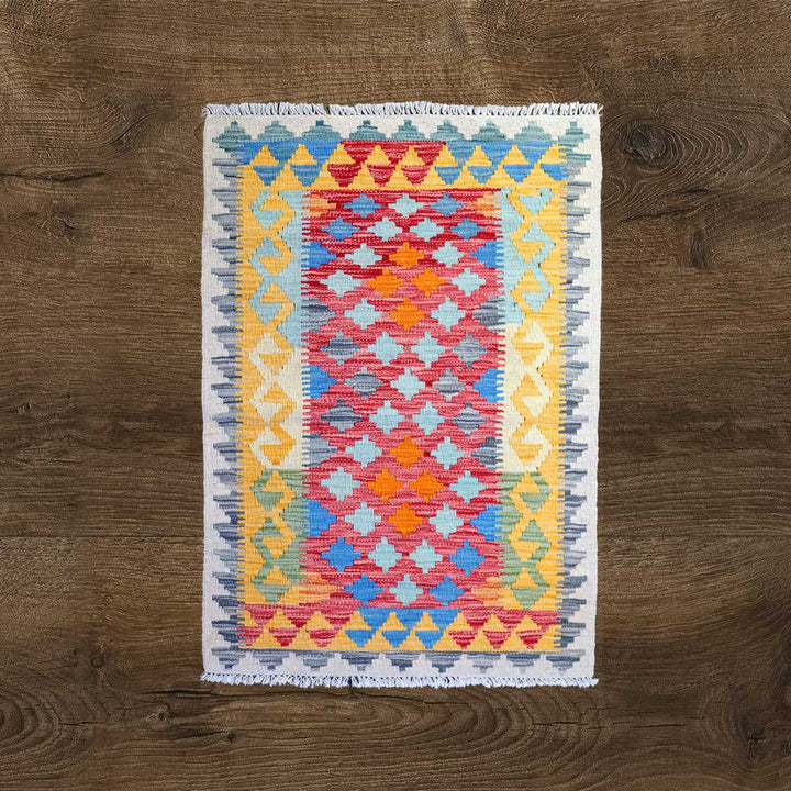 Colourful Bohemian Kilim - Size: 3.11 x 2.9 - Imam Carpets - Online Shop