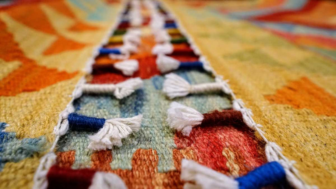 Colourful Bohemian Kilim - Size: 3.9 x 2.8 - Imam Carpets - Online Shop