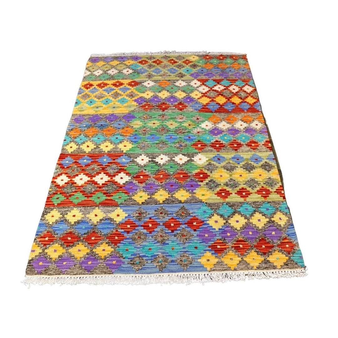 Colourful Bohemian Kilim - Size: 4.11 x 3.3 - Imam Carpets - Online Shop