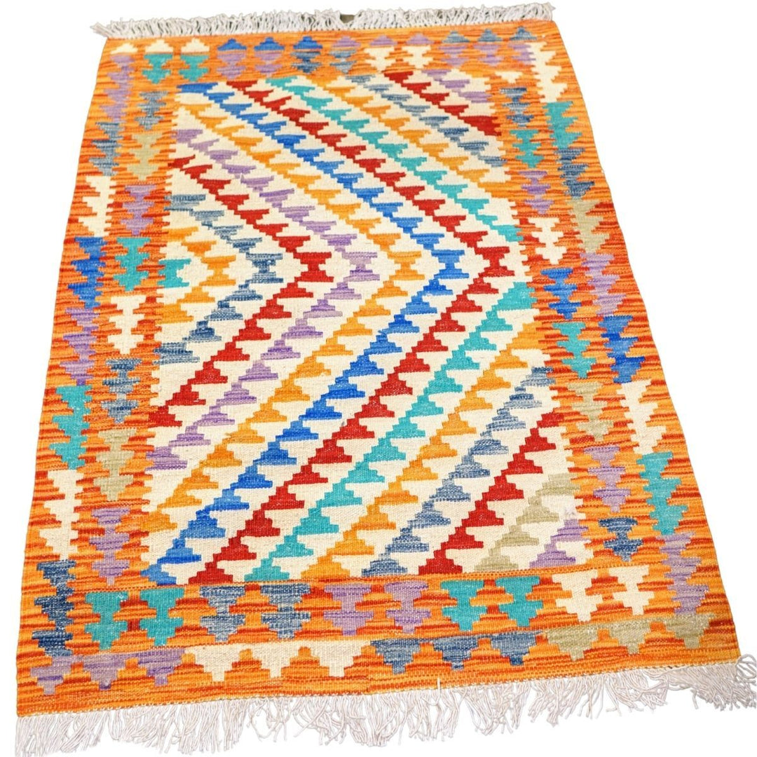 Colourful Bohemian Kilim - Size: 4.8 x 3.5 - Imam Carpets - Online Shop