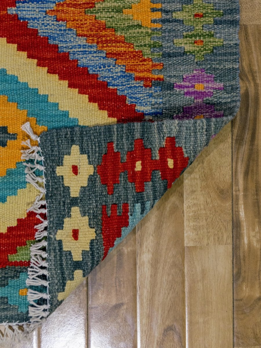 Colourful Bohemian Kilim - Size: 4.9 x 3.5 - Imam Carpets - Online Shop