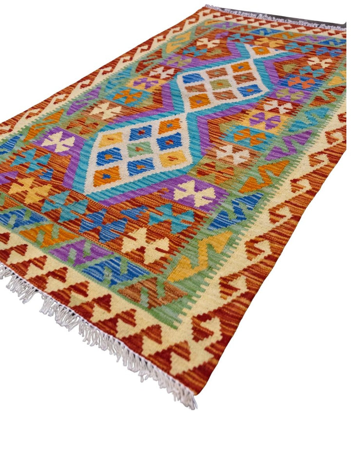 Colourful Bohemian Kilim - Size: 5 x 3.2 - Imam Carpets - Online Shop