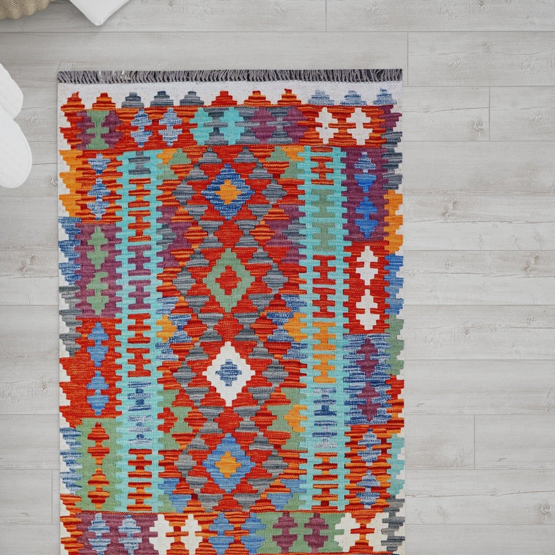 Colourful Bohemian Kilim - Size: 5.0 x 3.2 - Imam Carpets - Online Shop