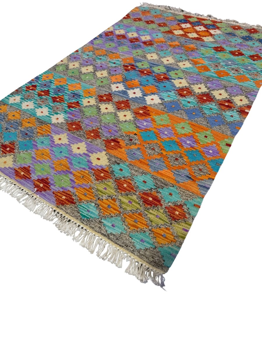 Colourful Bohemian Kilim - Size: 5.0 x 3.3 - Imam Carpets - Online Shop