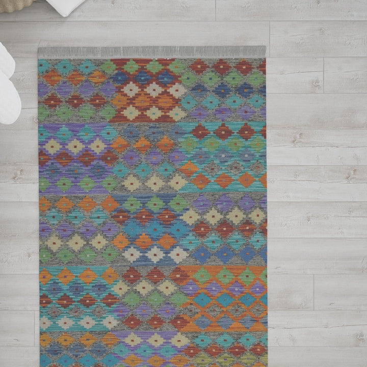 Colourful Bohemian Kilim - Size: 5.0 x 3.3 - Imam Carpets - Online Shop