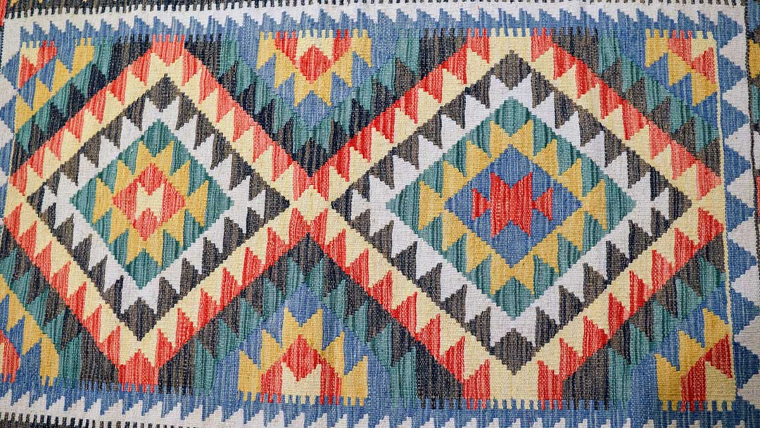 Colourful Bohemian Kilim - Size: 5.1 x 3.5 - Imam Carpets - Online Shop