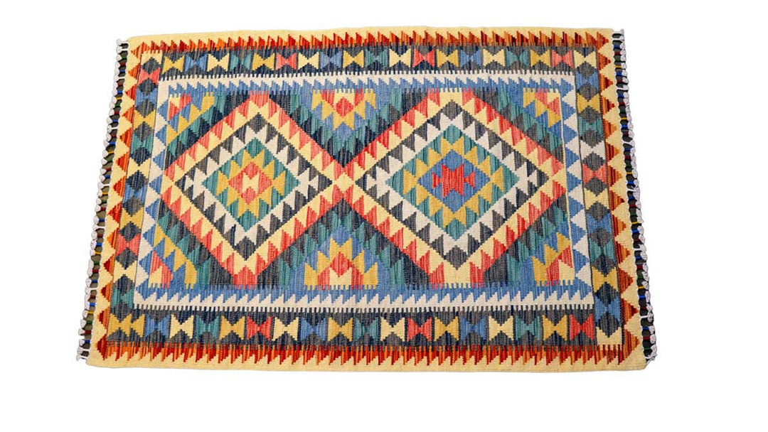 Colourful Bohemian Kilim - Size: 5.1 x 3.5 - Imam Carpets - Online Shop