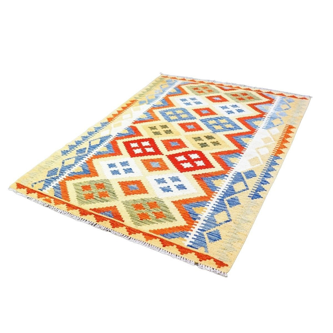 Colourful Bohemian Kilim - Size: 5.10 x 4.3 - Imam Carpets - Online Shop