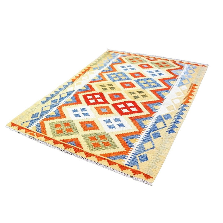 Colourful Bohemian Kilim - Size: 5.10 x 4.3 - Imam Carpets - Online Shop