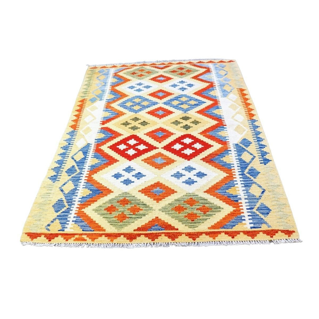 Colourful Bohemian Kilim - Size: 5.10 x 4.3 - Imam Carpets - Online Shop