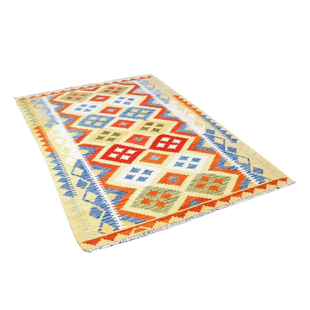 Colourful Bohemian Kilim - Size: 5.10 x 4.3 - Imam Carpets - Online Shop