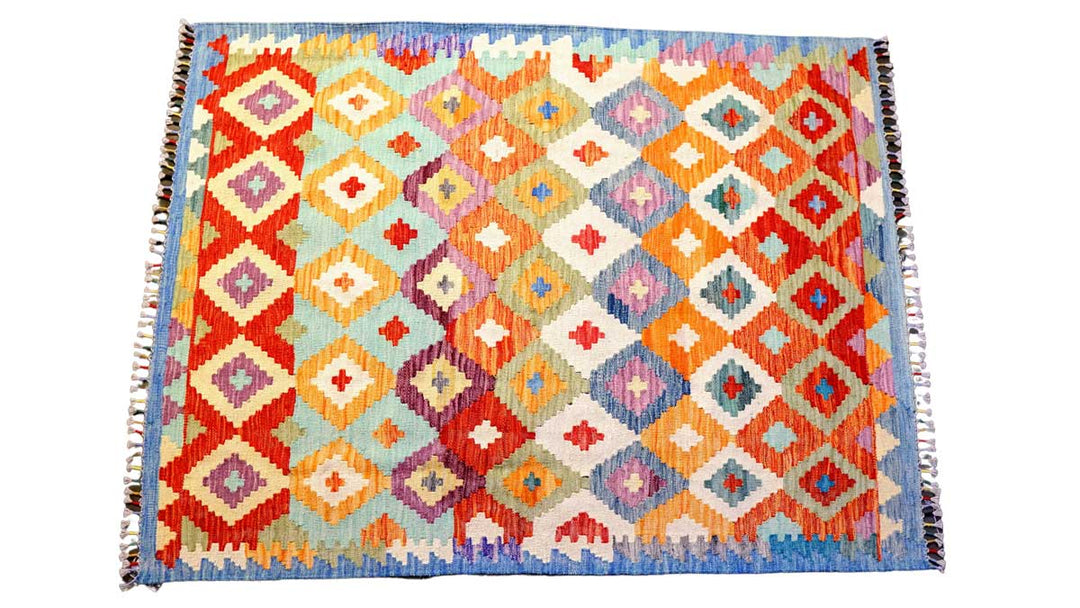 Colourful Bohemian Kilim - Size: 5.8 x 4.4 - Imam Carpets - Online Shop