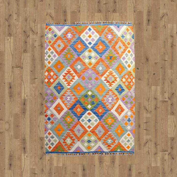 Colourful Bohemian Kilim - Size: 5.9 x 4.5 - Imam Carpets - Online Shop