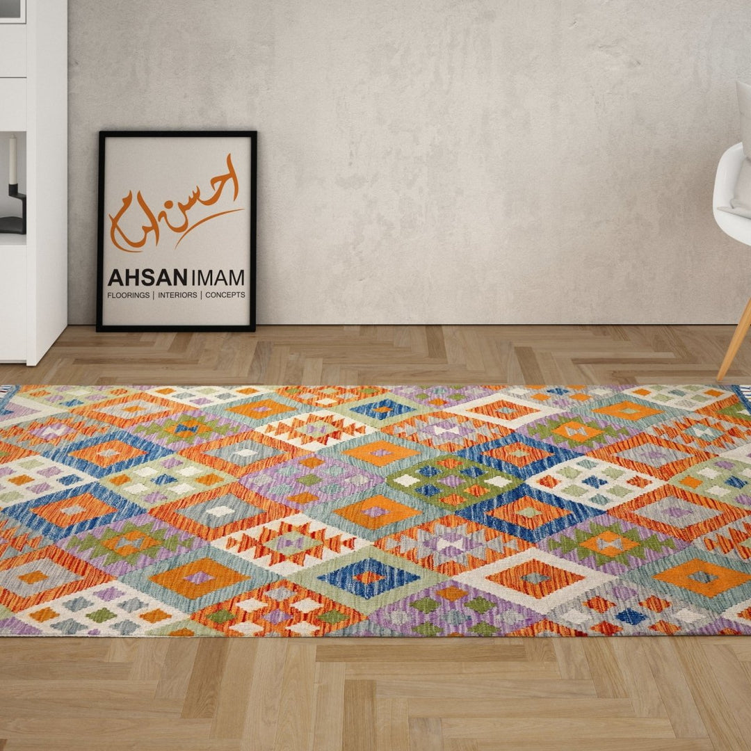 Colourful Bohemian Kilim - Size: 5.9 x 4.5 - Imam Carpets - Online Shop