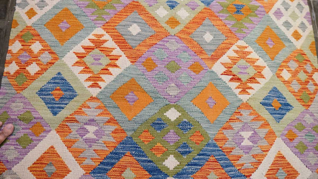 Colourful Bohemian Kilim - Size: 5.9 x 4.5 - Imam Carpets - Online Shop